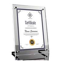 Cadre vertical en acrylique pour certificats de récompenses de bureau |   Support de présentation de diplôme transparent moderne, porte-plaque