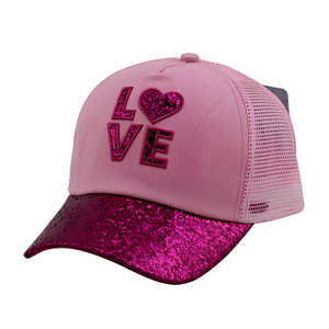 Gorra de béisbol de malla brillante con diseño de 6 paneles para niñas, gorra deportiva tipo camionero con purpurina dorada 3D frontal, diseño adorable para niños - Product Image 1