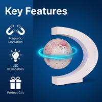 Globe Magnétique Lévitant en Forme de C avec LED, Carte du Monde, 3 Pouces, pour Présentoir Promotionnel ou Cadeau