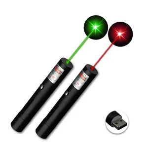 Laser pointer portabel isi ulang daya USB, senter komoditas lintas batas hijau