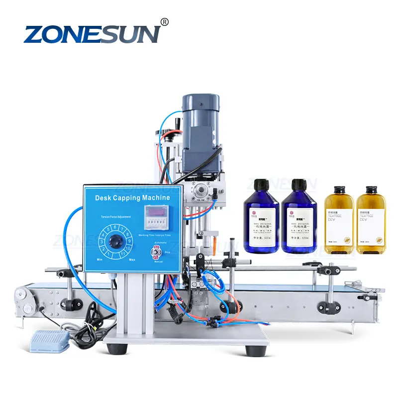 ZONESUN ZS-XG6100C رذاذ زجاجات كابر زجاجة بالقطارة غطاء برغي تشديد آلة صغيرة المدمجة متوجا آلة مع الناقل