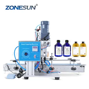 Zonesun ZS-XG6100C Spuitflessen Capper Dropper Fles Schroefdop Aanscherping Machine Kleine Compacte Capping Machine Met Transportband