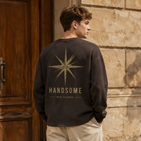 Sweat-shirt personnalisé pour homme, col rond, tricot gaufré, manches longues, impression sérigraphique, épaules tombantes, style streetwear décontracté