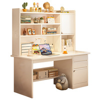 Bureau d'étude intégré pour étudiant avec étagère, couvercle amovible modulaire, garde-corps surélevé, idéal pour maison de location, bureau, hôtel, ordinateur