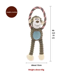 ของเล่นสุนัขแบบดึงเชือกผ้าฝ้าย ทนทาน ช่วยทำความสะอาดฟัน พร้อมเสียงบีบ สำหรับสัตว์เลี้ยง - Product Image 6