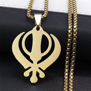 Amuleto Protector del Sikhismo, Collar Indio Sikh de Plata y Acero Inoxidable, Nuevo Collar de Yoga con Loto <span class=keywords><strong>Maratha</strong></span>, Collar con Colgante de Mandala - Product Image 1