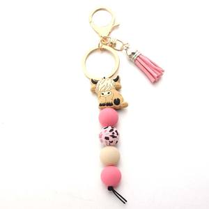 Taureau Silicone Bracelet Perles Highland Vache Party Favors Mignon Cadeaux Animal <span class=keywords><strong>Porte</strong></span>-clés avec Gland pour Femmes Hommes Cadeaux <span class=keywords><strong>Porte</strong></span>-clés - Product Image 1