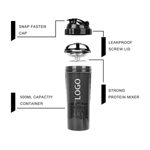 Borraccia Shaker Proteica Personalizzata con <span class=keywords><strong>Logo</strong></span> per Palestra Fitness e Sport Contenitore per Miscelazione in Plastica - Product Image 3