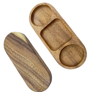 Bandeja de servir ovalada de madera para salsas, aperitivos, dim sum, té y condimentos, ideal para barbacoa, venta al por mayor - Product Image 1