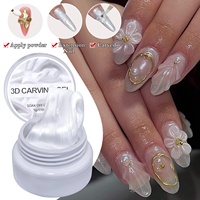 Gel de construction pour ongles en gel 3D sculptant blanc nacré à étiquette privée, design floral français, gel solide LED