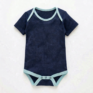eco dyed organic bamboo short Sleeve Printed Newborn Boy blank baby Romper santa romper baby kids x mas romper 2019 Christmas - Product Image 1