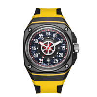 Montre mécanique automatique carrée pour homme HANBORO, série œil du diable, grandes aiguilles, tendance de la mode, boîtier en céramique en fibre de carbone brasé