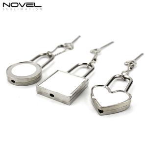 Serrures en métal vierges pour sublimation DIY, en alliage de zinc, personnalisables, formes cœur, carré et rond, vente en gros - Product Image 3
