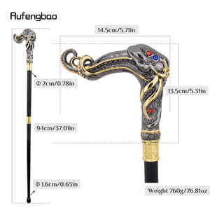 Bâton de marche Rufengbao Octopus Skull avec poignée en métal noir et or, canne de randonnée tendance pour jeunes - Product Image 2