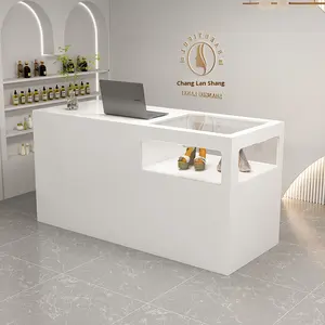 Mostrador de Caja para Tienda de Ropa Femenina, Mesa de Bar Pequeña, Cuero, Estilo Simple y Elegante, Recepción, Personalizable - Product Image 3