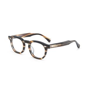 High Quality Retro Round Optical <strong>Spectacle</strong> <strong>Frames</strong> New Fashion Acetate Eyeglasses Custom Pattern for Men Women OEM/ODM Low MOQ - Product Image 5