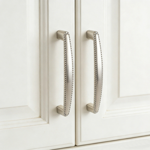 Poignées de meuble en alliage de zinc nickel satiné brossé, poignées de tiroir à bordure en corde pour armoires de cuisine, commodes, penderies, salles de bain - Product Image 1