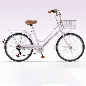 Bicicleta Urbana para Damas de 24/26 Pulgadas, Bicicleta Urbana Resistente con Canasta Delantera y Portaequipajes Trasero para Compras - Product Image 6
