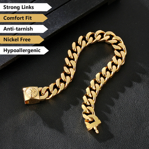 Superbe Bijou Cadeau Tête de <span class=keywords><strong>Lion</strong></span> Plaquée Or 18 Carats Acier Inoxydable Maillons Cubains Hip Hop Hommes Femmes Bracelet <span class=keywords><strong>Roi</strong></span> <span class=keywords><strong>Lion</strong></span> Couronne 3D Animal 12mm - Product Image 2
