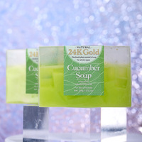 OEM 24K Gold Private Label Organique 150g Vitamine E Hydratant Blanchissant Savon Fait à la main à l'huile essentielle de concombre