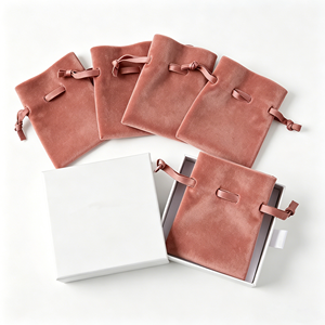 Recyclable Suede Jewelry Drawstring Bags With Ribbon <b>Bow</b> Soft Texture For Mothers Day <b>Gifts</b> Valentine <b>Gifts</b> - Product Image 3