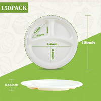 Assiette en papier jetable ronde de 10 pouces Assiette de fête en papier de pulpe de canne à sucre Compostable 100% Assiettes de bagasse biodégradables