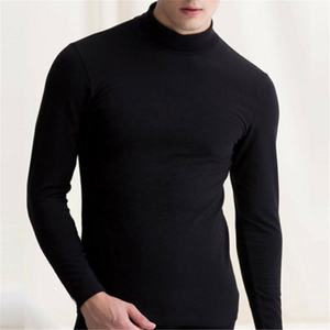 Slim fit <b>turtle</b> <b>neck</b> t-shirts 100% cotton breathable long sleeve t-shirts custom logo woven label wholesale <b>men's</b> t-shirts - Product Image 3