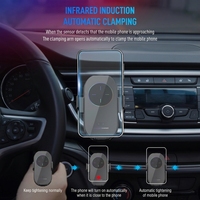 Support de téléphone universel pour voiture avec chargeur sans fil 15W, fixation rapide par ventouse pour tableau de bord et pare-brise, vente en gros