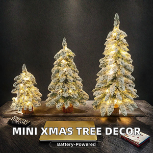 ต้นคริสต์มาสประดับหิมะขนาดเล็กตั้งโต๊ะไม้ซีดาร์แท่นวางของตกแต่งบ้านเทียมขนาดเล็กชั้นวางของในหมู่บ้านคริสต์มาส - Product Image 4