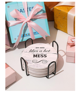 Ensemble de <span class=keywords><strong>sous</strong></span>-verres modernes et amusants White Elephant - Cadeau original pour adultes, Noël et pendaison de crémaillère, nouvelle maison - Product Image 2