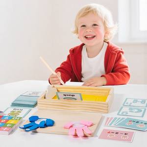 Jouets en bois Montessori pour l'apprentissage précoce des <span class=keywords><strong>mathématiques</strong></span> : Jeu de peinture au sable et opérations manuelles deux-en-un - Product Image 2