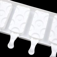 Moule à glace et à sucettes glacées 4 cavités Petits cercles Silicone de qualité alimentaire Écologique Démoulage facile Outils de fabrication de glace d'été Sac OPP