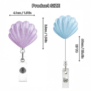 Vente en gros de nouveaux clips et porte-badges fantaisie irisés en forme de coquille Saint-Jacques. - Product Image 6