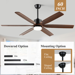 <span class=keywords><strong>Ventilador</strong></span> de <span class=keywords><strong>Techo</strong></span> Rústico de Madera de 60 Pulgadas con Luz, 6 Aspas, Motor BLDC DC, Control Remoto, 5CCT, LED Regulable, <span class=keywords><strong>Ventilador</strong></span> de Refrigeración por Aire - Product Image 2