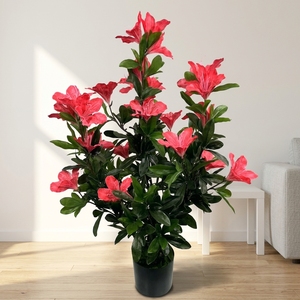 Árbol Bonsái Artificial de Azalea Roja y <span class=keywords><strong>Rododendro</strong></span>, 75 cm, Plástico Ecológico, Decorativo para Interiores y Exteriores, 10 Años de Duración, en Oferta - Product Image 1