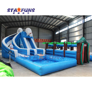 Gấu Bắc Cực Lao Kép Làn Đường Trượt Nước Thương Mại Dài Trượt Nước Inflatable Cho Người Lớn Hồ Bơi Bơm Hơi Trượt Nước - Product Image 5