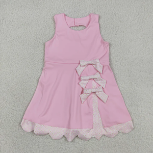 Robe de sport pour enfants prête à être expédiée, robe de yoga sans manches avec nœuds pour bébé fille, longueur genou, robes actives pour enfants - Product Image 2