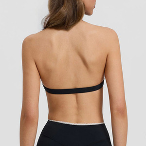 <span class=keywords><strong>Reggiseno</strong></span> da donna con scollo a V e allacciatura all'americana, personalizzabile con logo OEM, elasticizzato, traspirante, nero e bianco, con finiture in pizzo e mini fiocco. - Product Image 3