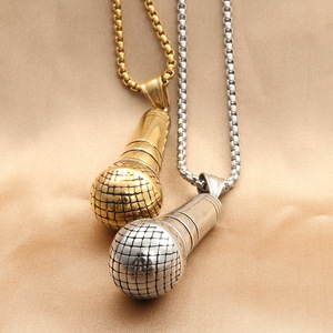 yunnique Microphone Pendant Stainless Steel Men's Necklace Retro <b>Punk</b> Style Party Jewelry 280296 - Product Image 2