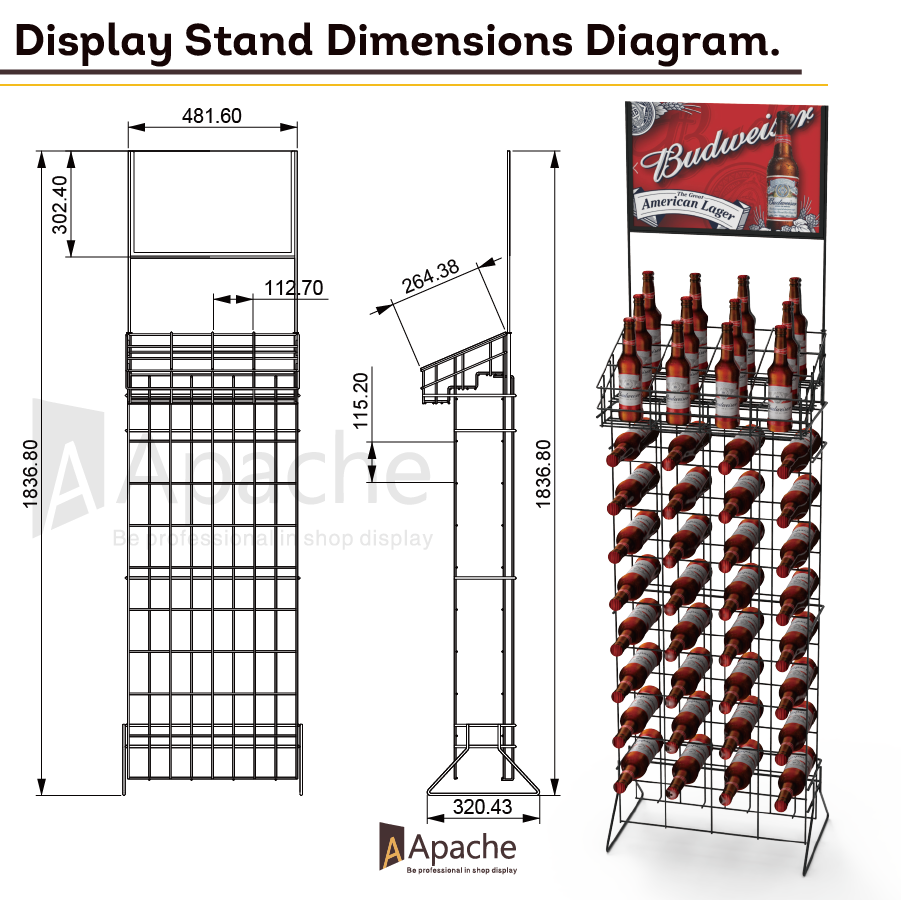 Apache Customized Mental Beverage Display Stand Iron Wire Stand Easy Assembly for Retail Shop — view 2