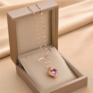 Venta al por mayor clásica europea y americana transfronteriza océano corazón amor Color agua oro colgante mujer collar que no se decolora - Product Image 4