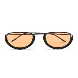 Nieuwe Mode Trendy Half Moon Frame Vorm Zonnebril Dames Kleurrijke Lens Kleine Cat Eye Zonnebril Vrouwen