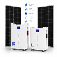 Système solaire domestique 48V 200Ah haute efficacité, 8000 cycles, 10kWh, LiFePO4 empilable tout-en-un, CAN, garantie 10 ans