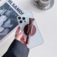 Support adhésif portable pour téléphone portable, étui en silicone coloré pour baume à lèvres et rouge à lèvres, avec poignée pour téléphone
