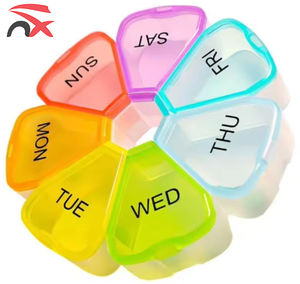 Promotional Colorful Flower Shape Weekly Portable Medicine Pill Storage Box for Travel Outdoor Convenient