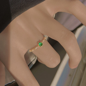 Gold Diamond Ring For Women Prong Setting Geometric Shape Index Finger Jewelry Gift - Product Image 1