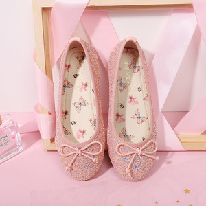 Zapatillas de <span class=keywords><strong>Ballet</strong></span> con Brillantina para Mujer, Color Rosa, con Lazo, Suela Suave, Cómodas, para Fiesta y Baile, Venta al Por Mayor - Product Image 4