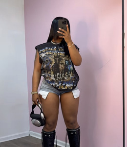 2 pezzi Set di abiti da donna 2025 estate alla moda con stampa top senza maniche t-shirt e Shorts Set <span class=keywords><strong>Casual</strong></span> <span class=keywords><strong>Sexy</strong></span> <span class=keywords><strong>abbigliamento</strong></span> da donna - Product Image 3