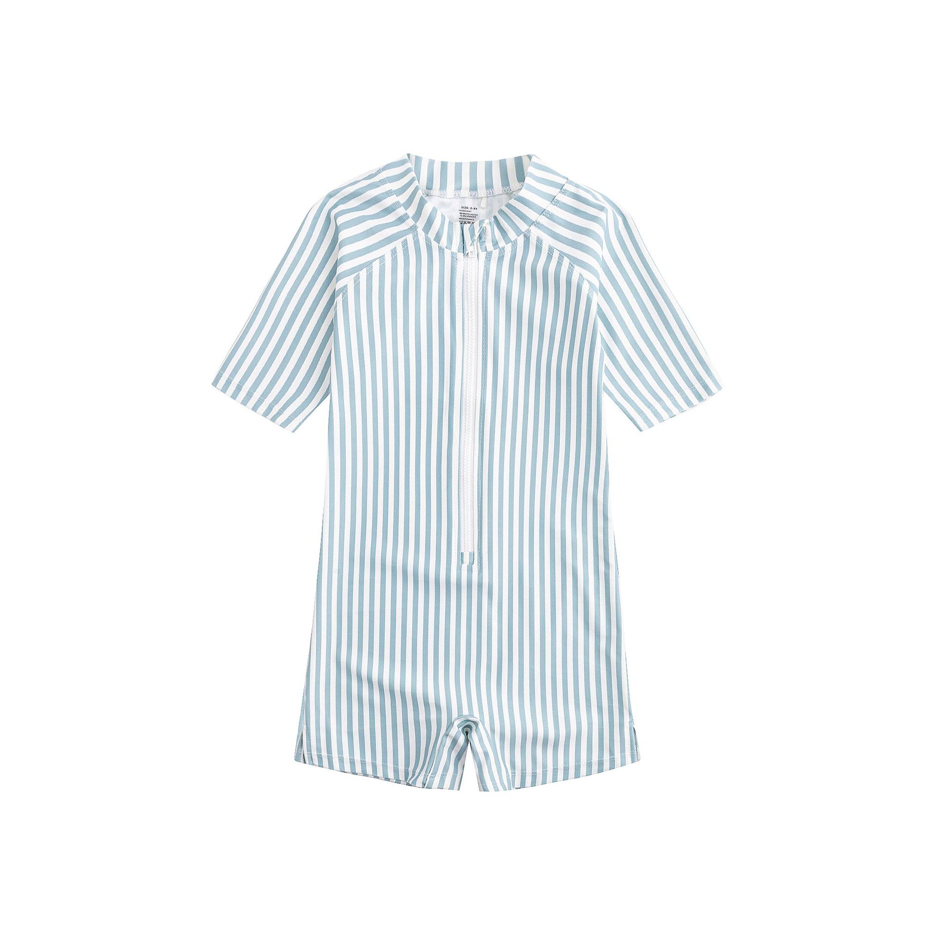 Maillot de bain une pièce à rayures vert aqua avec bonnet de bain assorti