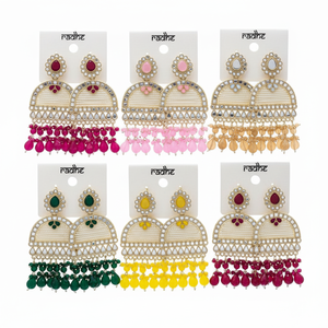 Designer Gold Plated <b>Mirror</b> Stone Beads Dangle Earrings Elegant Ethnic Jewelry for Women Wedding and Festive Wear - Product Image 2